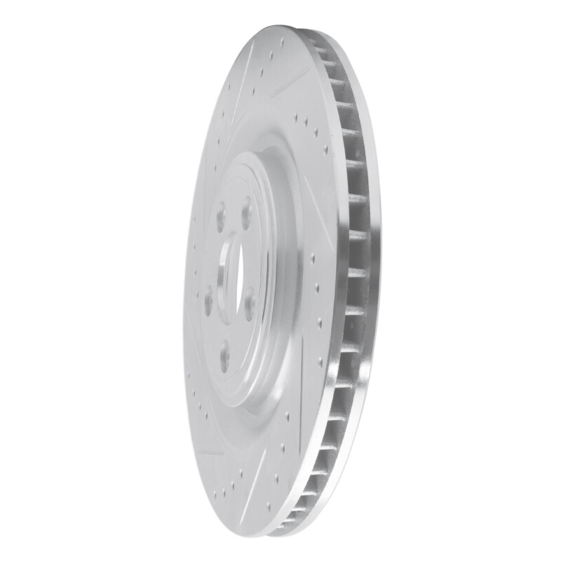 Jaguar XKR Brake Rotor (1) - Right Rear - R1 Concepts - Drilled & Slotted - Silver - `08-`09